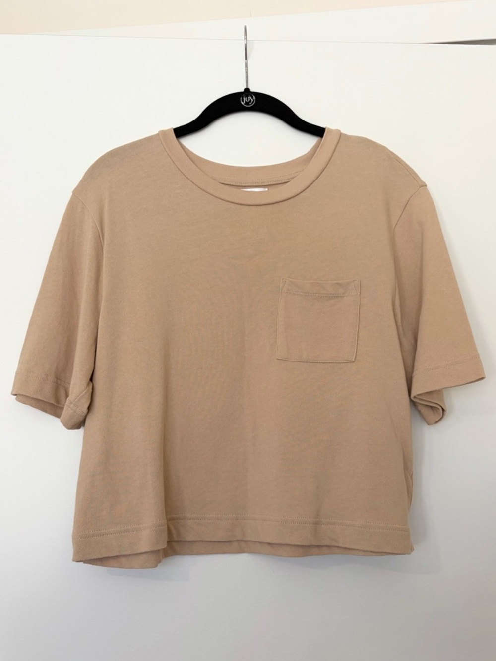 GAP 90s Reissue Cropped Tee Sand Beige Boxy Pocket XS